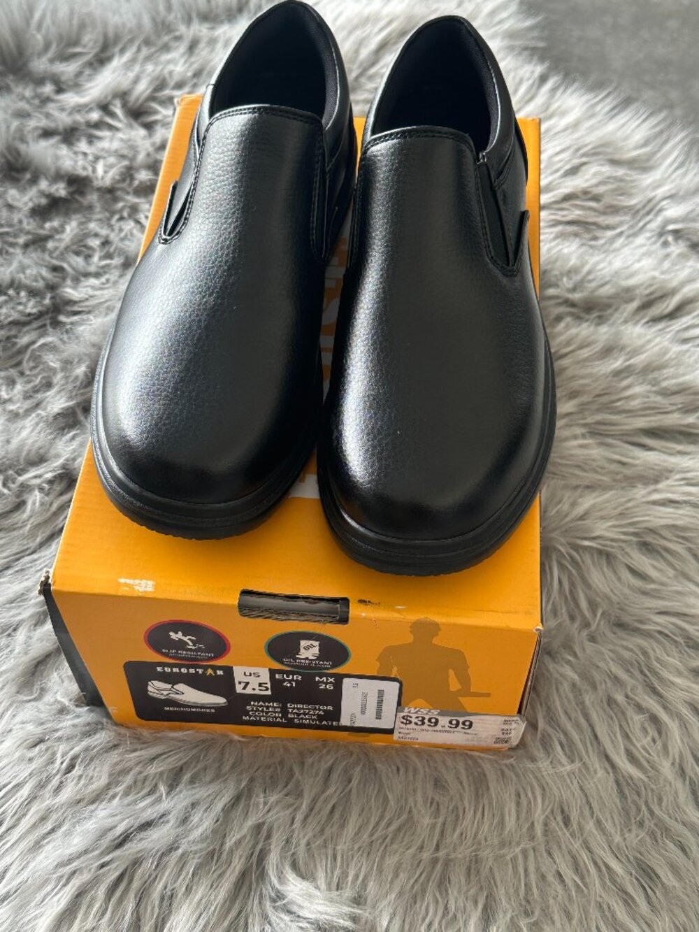 Eurostar Director Slip-On Work Shoes Men’s 7.5 Black Slip & Oil Resistant